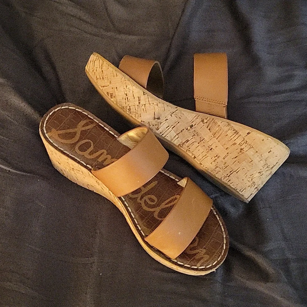 Sam Edelman Tan Cork Wedge Sandals